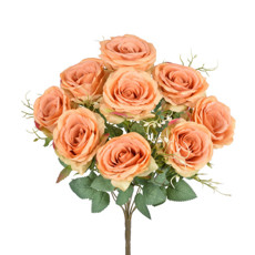 Imagem de BUQUÊ DECORATIVO PERMANENTE DE ROSAS MOSTARDA EM PLÁSTICO MOLDÁVEL 45X10CM - GRILLO - Grillo Ltda