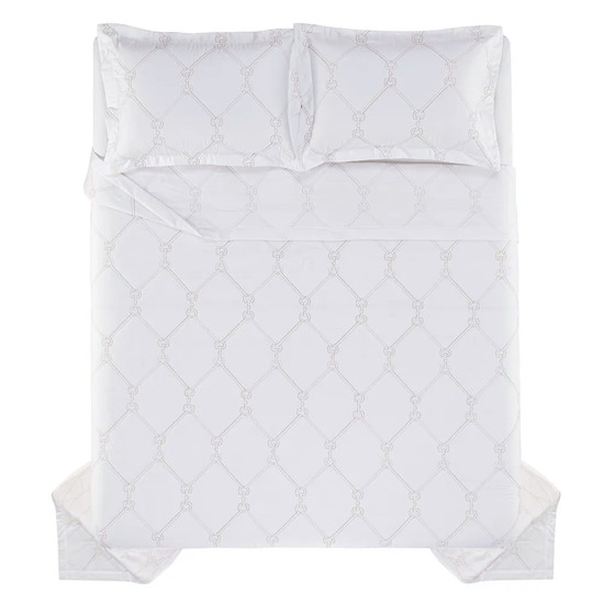 Imagem COLCHA COM PORTA TRAVESSEIROS QUEEN ALGODÃO EGÍPCIO MONTAGGIO CARVALHO - TRUSSARDI