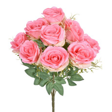 Imagem de BUQUÊ DECORATIVO PERMANENTE DE ROSAS COR ROSA EM PLÁSTICO MOLDÁVEL 45X10CM - GRILLO - Grillo Ltda