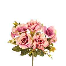 Imagem de BUQUÊ MISTO DE ROSA E ORQUÍDEA LAVANDA OUTONO EM PLÁSTICO MOLDÁVEL 26X19CM - GRILLO - Grillo Ltda