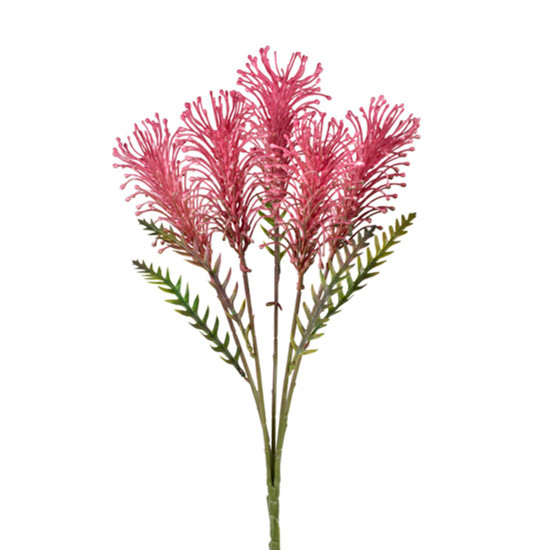 Imagem BUQUÊ DECORATIVO DE FOLHAS CORAL ROSA ESCURO EM PLÁSTICO MOLDÁVEL 51X20CM - GRILLO