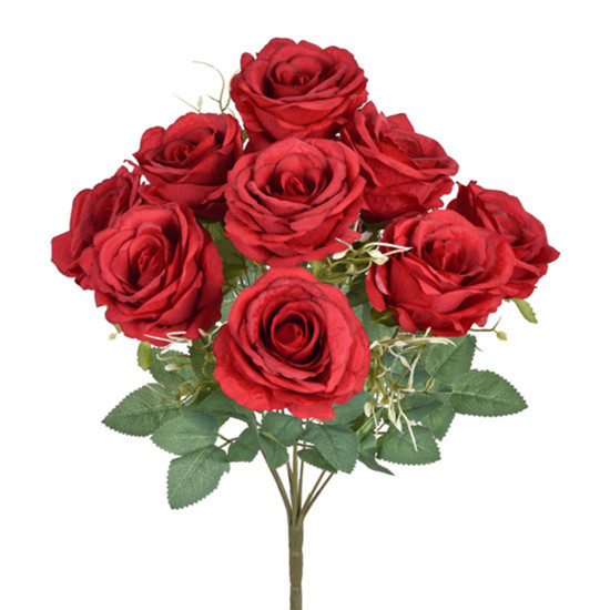 Imagem BUQUÊ DECORATIVO PERMANENTE DE ROSAS VERMELHAS EM PLÁSTICO MOLDÁVEL 45X10CM - GRILLO