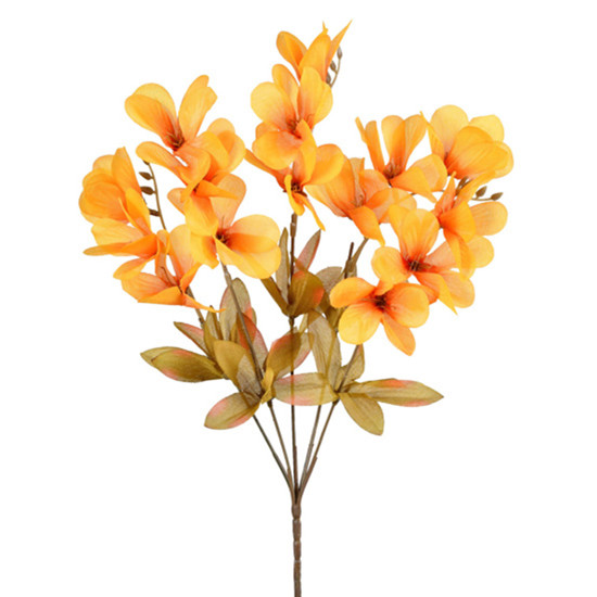 Imagem BUQUÊ DECORATIVO DE FRÉSIA LARANJA OUTONO EM PLÁSTICO MOLDÁVEL 38X20CM - GRILLO