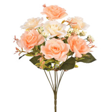 Imagem de BUQUÊ DECORATIVO DE ROSAS SALMÃO EM PLÁSTICO MOLDÁVEL 30X17CM - GRILLO - Grillo Ltda