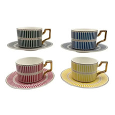 Imagem de JOGO DE 8 PEÇAS PARA CHÁ 200ML OLIMPO EM PORCELANA COLORIDA 7X14X14CM - L'HERMITAGE - Full Fit Industria Importacao E Comercio Ltda.