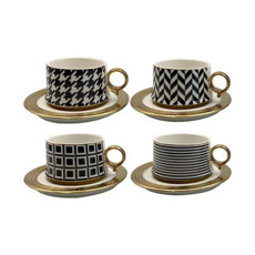 Imagem de JOGO DE 8 PEÇAS PARA CAFÉ 100ML MOTIF EM PORCELANA 6X13X13CM - L'HERMITAGE - Full Fit Industria Importacao E Comercio Ltda.