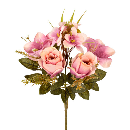 Imagem BUQUÊ MISTO DECORATIVO DE ROSA LÍRIO E ORQUÍDEA LAVANDA OUTONO EM PLÁSTICO - GRILLO