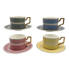 Imagem de JOGO DE 8 PEÇAS PARA CAFÉ 100ML OLIMPO EM PORCELANA COLORIDA 6X13X13CM - L'HERMITAGE - Full Fit Industria Importacao E Comercio Ltda.