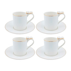 Imagem de CONJUNTO RAMOUDIE 8 PEÇAS PARA CHÁ EM PORCELANA COM BORDA DOURADA - L'HERMITAGE - Full Fit Industria Importacao E Comercio Ltda.