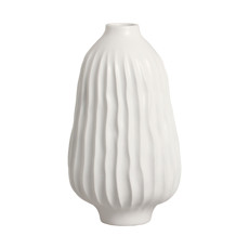 Imagem de VASO DECORATIVO ESTRIADO EM CERÂMICA BRANCA 34X19,5CM - CERÂMICA MAZZOTTI - Ceramica Artistica Mazzotti Ltda