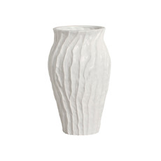 Imagem de VASO DECORATIVO ESTRIADO EM CERÂMICA BRANCO FOSCO 37,5X22CM - CERÂMICA MAZZOTTI - Ceramica Artistica Mazzotti Ltda