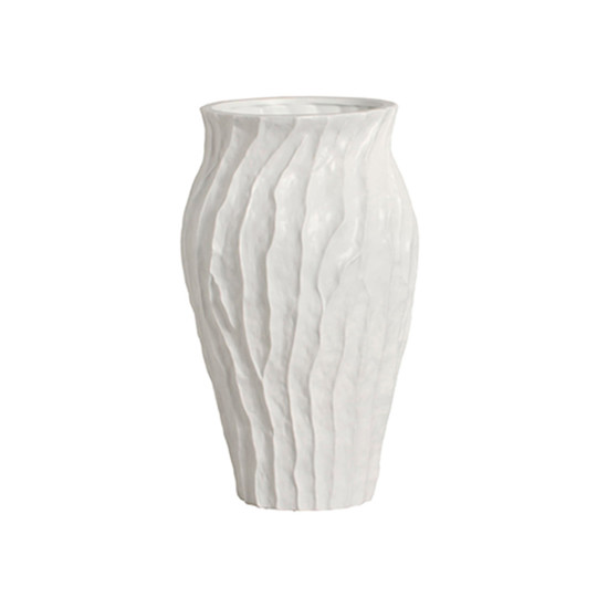 Imagem VASO DECORATIVO ESTRIADO EM CERÂMICA BRANCO FOSCO 37,5X22CM - CERÂMICA MAZZOTTI