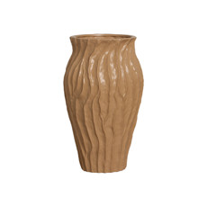 Imagem de VASO DECORATIVO ESTRIADO EM CERÂMICA BEGE FOSCO 37,5X22CM - CERÂMICA MAZZOTTI - Ceramica Artistica Mazzotti Ltda