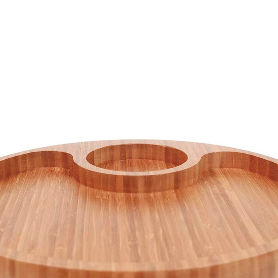 Imagem GAMELA REDONDA EM BAMBU COM 2 DIVISÓRIAS 4X32X32CM - MOR