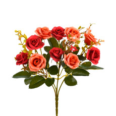 Imagem de BUQUÊ DECORATIVO DE ROSAS DO CAMPO VERMELHO LARANJA EM PLÁSTICO 29X13CM - GRILLO - Grillo Ltda