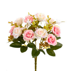 Imagem de BUQUÊ DECORATIVO DE ROSAS DO CAMPO ROSA EM PLÁSTICO 29X13CM - GRILLO - Grillo Ltda