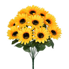 Imagem de BUQUÊ DECORATIVO DE GIRASSOL AMARELO EM PLÁSTICO MOLDÁVEL 42X28CM - GRILLO - Grillo Ltda