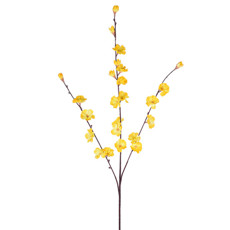 Imagem de HASTE DECORATIVA DE FLOR DE CEREJEIRA AMARELA EM PLÁSTICO MOLDÁVEL 82X10CM - GRILLO - Grillo Ltda