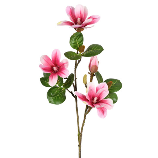 Imagem HASTE DECORATIVA MAGNÓLIA ROSA TOQUE REAL EM PLÁSTICO MOLDÁVEL 76X17CM - GRILLO