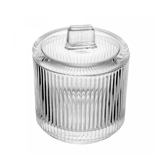 Imagem POTICHE LINES DECORATIVO EM CRISTAL 10X8,5X8,5CM - WOLFF