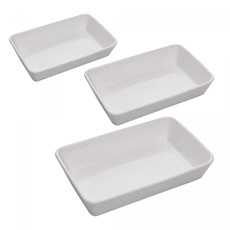 Imagem de CONJUNTO 3 REFRATÁRIOS/TRAVESSAS EM PORCELANA BRANCA - LYOR - Coliseu Presentes Ltda