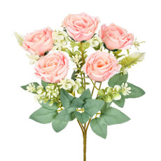 Imagem de BUQUÊ DECORATIVO DE ROSAS COR ROSA EM PLÁSTICO MOLÁVEL 31X5CM - GRILLO - Grillo Ltda