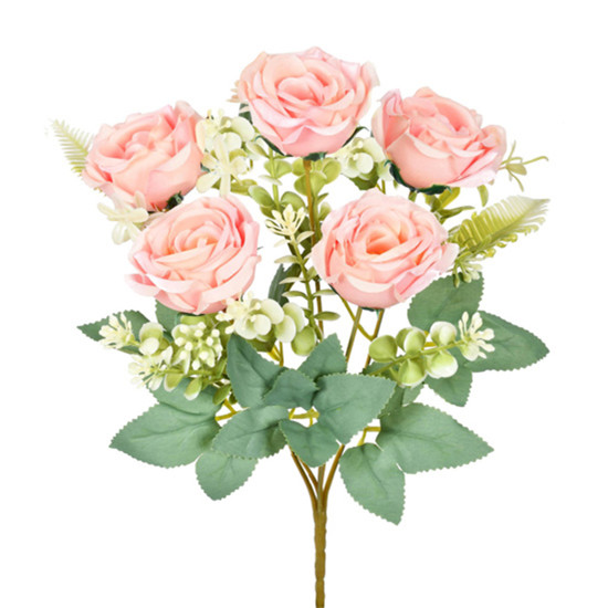 Imagem BUQUÊ DECORATIVO DE ROSAS COR ROSA EM PLÁSTICO MOLÁVEL 31X5CM - GRILLO