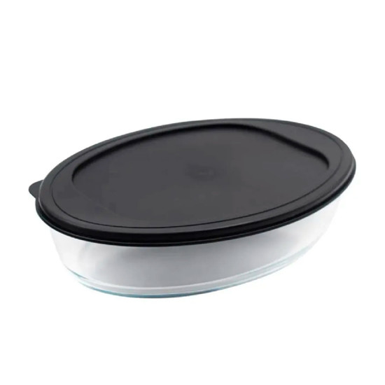 Imagem ASSADEIRA OVAL EM VIDRO 3L COM TAMPA 7,5X39X27,5CM - MOR