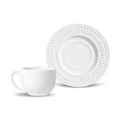 Imagem de XÍCARA DE CHÁ COM PIRES ROMA BRANCO 161ML - PORTO BRASIL CERÂMICA - Porto Brasil Ceramica Ltda
