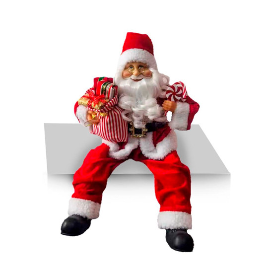 Imagem PAPAI NOEL TRADICIONAL DECORATIVO SENTADO COM SACO DE PRESENTES 45X25X15CM - MAGIZI