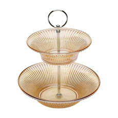 Imagem de PORTA DOCES DOIS ANDARES EM CRISTAL COR AMBAR 20,6X20,2X6CM - LYOR - Coliseu Presentes Ltda