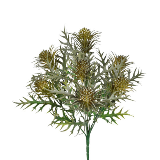 Imagem BUQUÊ DECORATIVO DE FOLHAS E BOTÕES VERDES EM PLÁSTICO MOLDÁVEL 34X10CM - GRILLO