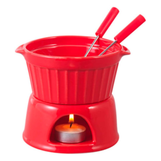 Imagem PARELHO DE FONDUE 4 PEÇAS DE PORCELANA CLASSIC VERMELHO 400ML - LYOR
