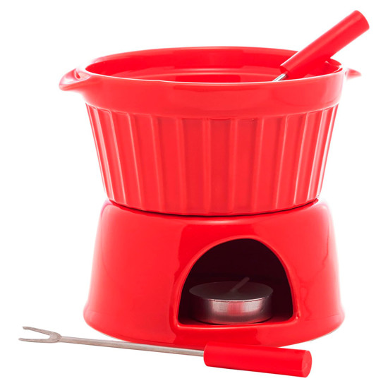 Imagem PARELHO DE FONDUE 4 PEÇAS DE PORCELANA CLASSIC VERMELHO 400ML - LYOR