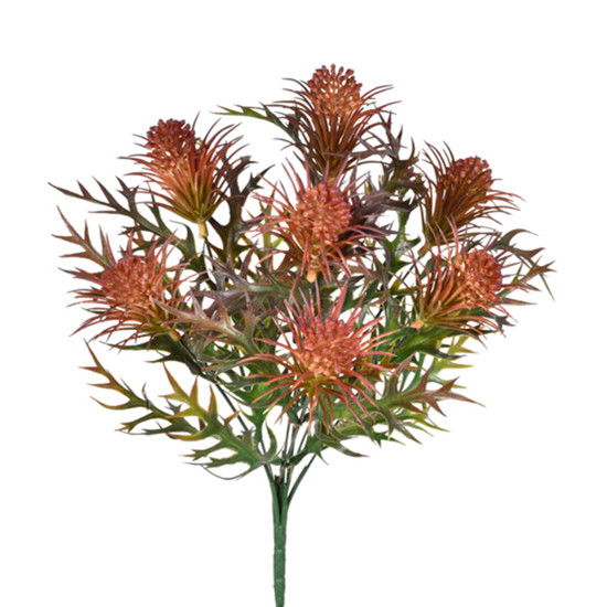 Imagem BUQUÊ DECORATIVO DE FOLHAS E BOTÕES LARANJA EM PLÁSTICO MOLDÁVEL 34X10CM - GRILLO