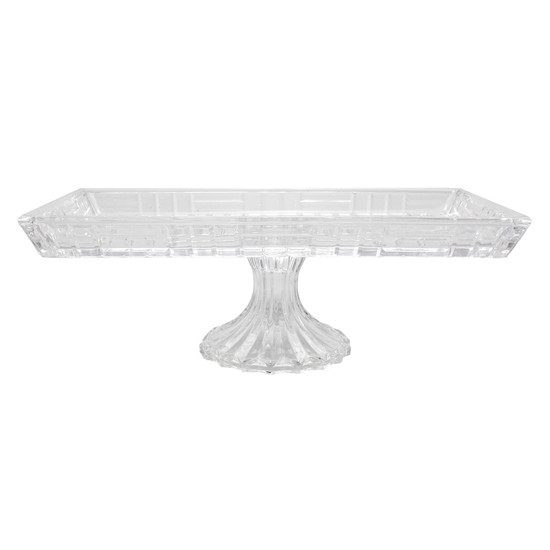 Imagem TRAVESSA RETANGULAR PLATE EM VIDRO COM PÉ 12X34X18CM - ADELY CRYSTAL
