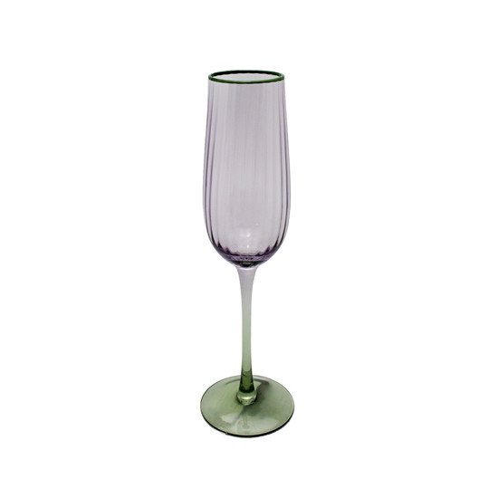 Imagem TAÇA PARA CHAMPANHE 250ML EM VIDRO PURPLE E BASE VERDE 25X7X7CM - RIBEIRO E PAVANI