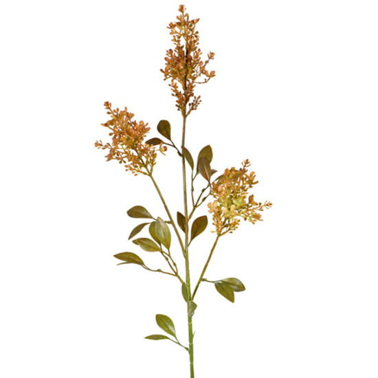 Imagem HASTE DECORATIVA DE BERRIES LARANJA COM FOLHAS VERDES EM PLÁSTICO MOLDÁVEL - GRILLO