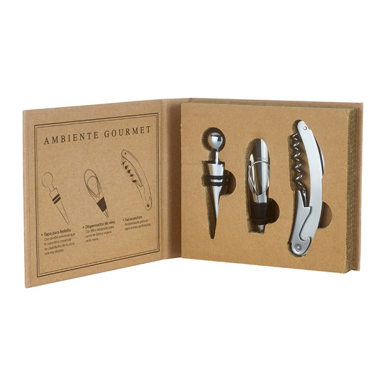 Imagem JOGO DE 3 ACESSÓRIOS PARA VINHO TOSCANA EM INOX - TUUT