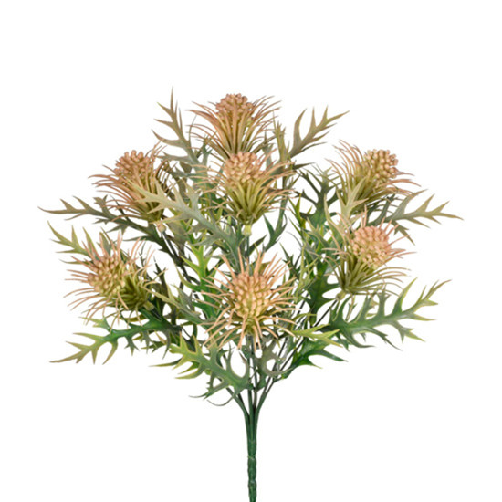 Imagem BUQUÊ DECORATIVO DE FOLHAS E BOTÕES AMARELOS EM PLÁSTICO MOLDÁVEL 34X10CM - GRILLO