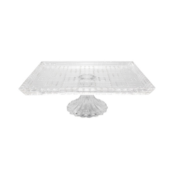 Imagem TRAVESSA RETANGULAR PLATE EM VIDRO COM PÉ 11X30X26CM - ADELY CRYSTAL