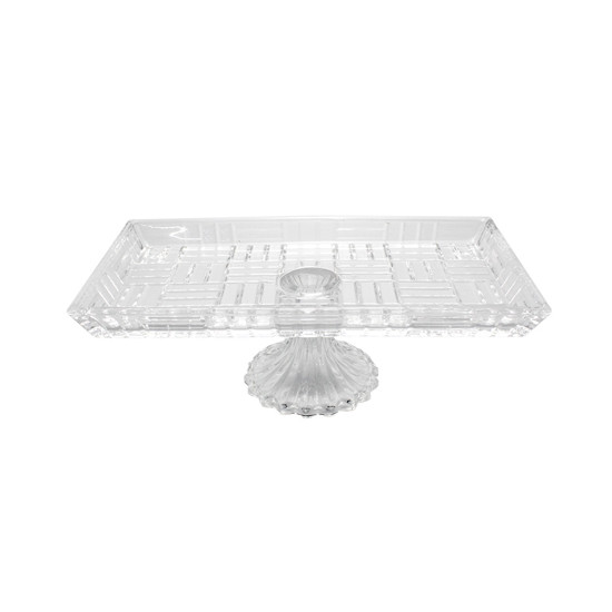 Imagem TRAVESSA RETANGULAR PLATE EM VIDRO COM PÉ 12X34X18CM - ADELY CRYSTAL