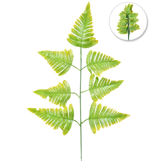 Imagem HASTE DE FOLHAS DE SAMAMBAIA VERDE CLARO EM PLÁSTICO MOLDÁVEL 58X25CM - GRILLO