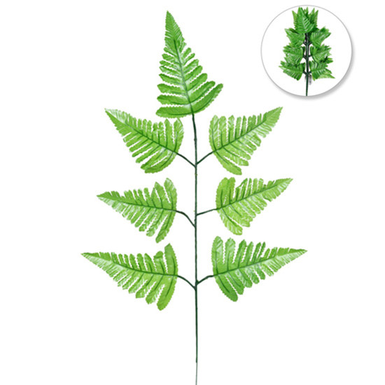 Imagem HASTE DE FOLHAS DE SAMAMBAIA VERDE EM PLÁSTICO MOLDÁVEL 58X25CM - GRILLO