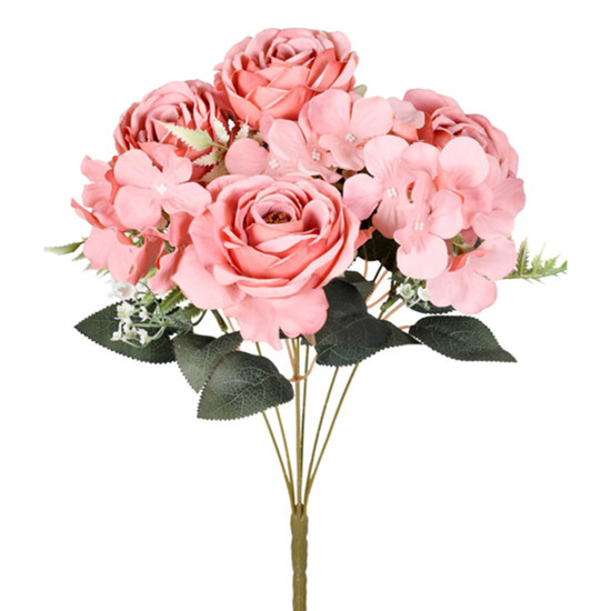 Imagem BUQUÊ DECORATIVO DE ROSAS ROSA OUTONO E COMPLEMENTOS 43X24CM - GRILLO