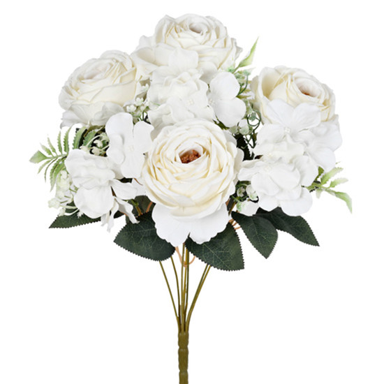 Imagem BUQUÊ DECORATIVO DE ROSAS CREME E COMPLEMENTOS 43X24CM - GRILLO