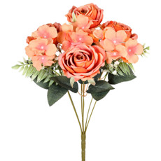 Imagem de BUQUÊ DECORATIVO DE ROSAS LARANJA E COMPLEMENTOS 43X24CM - GRILLO - Grillo Ltda