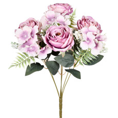 Imagem de BUQUÊ DECORATIVO DE ROSAS LAVANDA E COMPLEMENTOS 43X24CM - GRILLO - Grillo Ltda