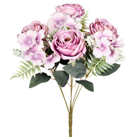 Imagem BUQUÊ DECORATIVO DE ROSAS LAVANDA E COMPLEMENTOS 43X24CM - GRILLO