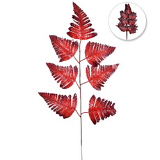 Imagem de HASTE DE FOLHAS DE SAMAMBAIA VERMELHA EM PLÁSTICO MOLDÁVEL 58X25CM - GRILLO - Grillo Ltda
